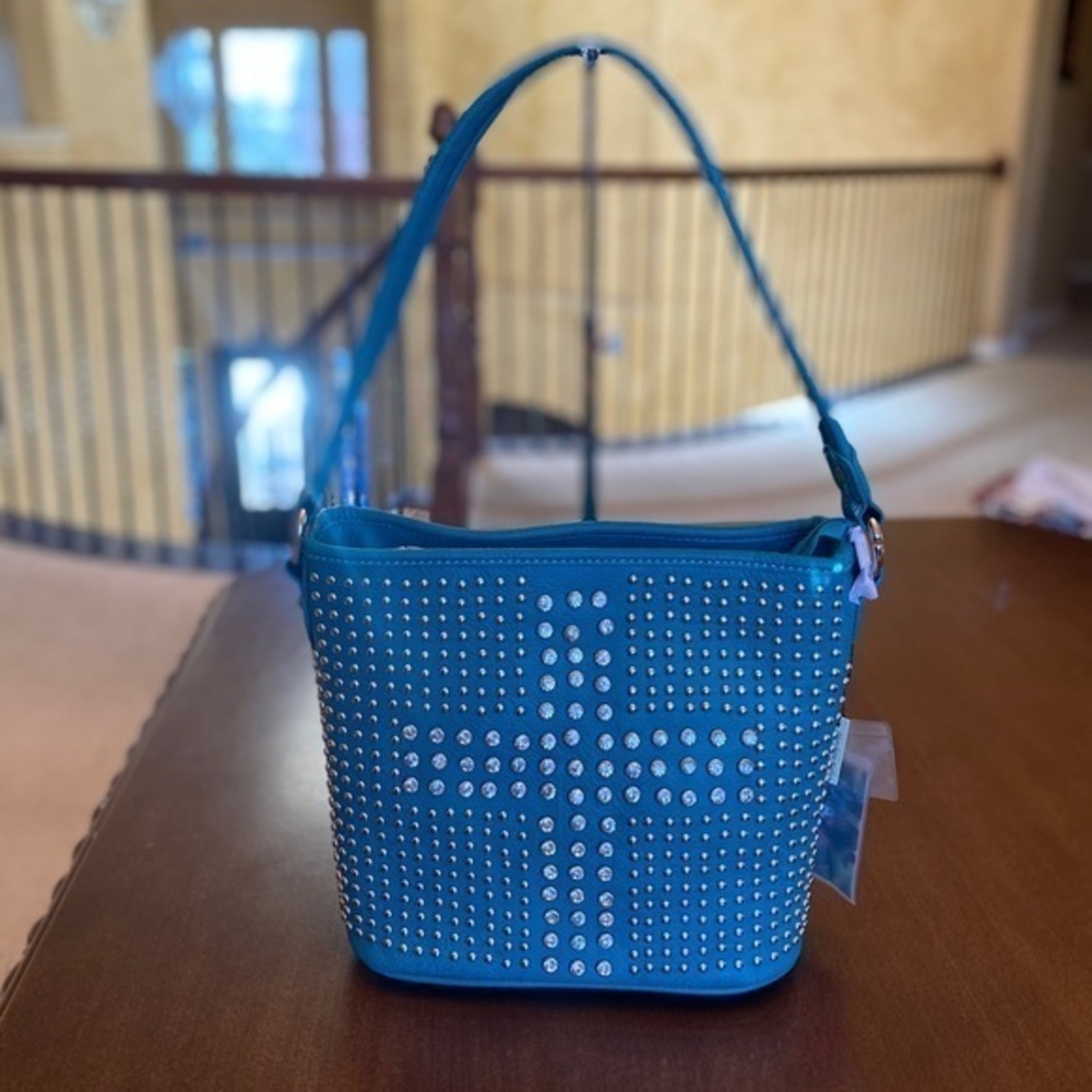 Montana west studded hobo tote bag turquoise